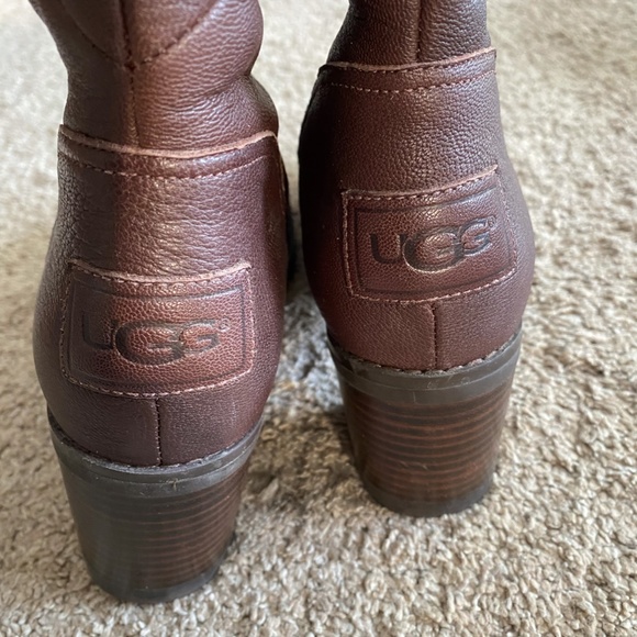 Never Worn Rare Leather UGG Dress Winter Boots Sz 8 - Picture 2 of 7